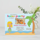 Luau Birthday Party Invitation Kaart (Staand voorkant)