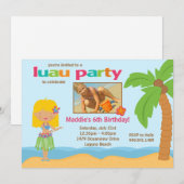Luau Birthday Party Invitation Kaart (Voorkant / Achterkant)