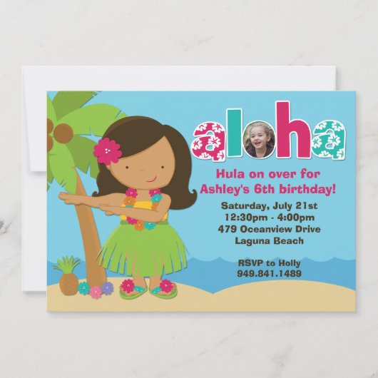 Luau Birthday Party Invitation Kaart (Voorkant)