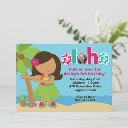 Luau Birthday Party Invitation Kaart (Staand voorkant)