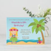 Luau Birthday Party Invitation Kaart (Staand voorkant)