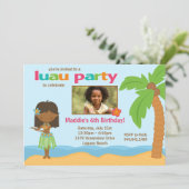 Luau Birthday Party Invitation Kaart (Staand voorkant)