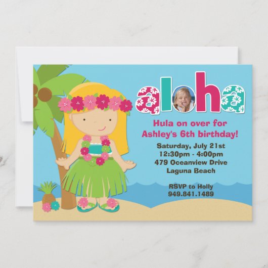 Luau Birthday Party Invitation Kaart (Voorkant)
