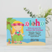 Luau Birthday Party Invitation Kaart (Staand voorkant)