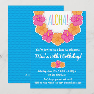 Luau Birthday Party Invitations Kaart