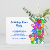 Luau Birthday Party Paars Hibiscus Swag Kaart (Staand voorkant)