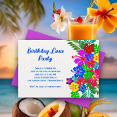 Luau Birthday Party Paars Hibiscus Swag Kaart