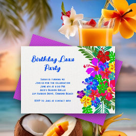 Luau Birthday Party Paars Hibiscus Swag Kaart