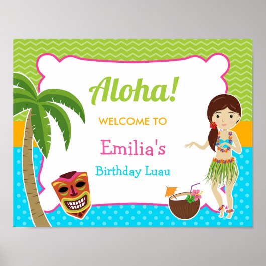 Luau Birthday Party Welcome Sign Poster (Voorkant)
