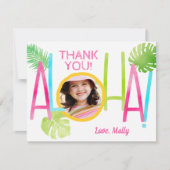Luau Birthday Tropical Aloha Photo Bedankkaart (Voorkant)