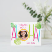 Luau Birthday Tropical Aloha Photo Bedankkaart (Staand voorkant)