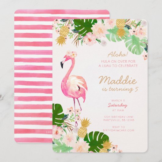 Luau Birthday Uitnodiging (Voorkant / Achterkant)