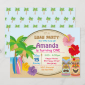 Luau Birthday Uitnodiging (Voorkant / Achterkant)