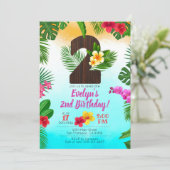 Luau Birthday, Uitnodiging Luau Partij 2e verjaard (Staand voorkant)