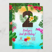 Luau Birthday, Uitnodiging Luau Partij 2e verjaard (Voorkant / Achterkant)
