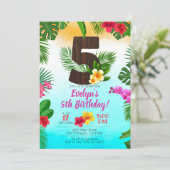 Luau Birthday, Uitnodiging Luau Partij 5e verjaard (Staand voorkant)