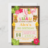 Luau Birthday Uitnodiging - Oranje tekst (Voorkant)