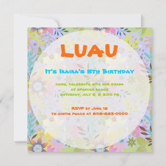 Luau, bloemen, DIY achtergrondkleur. Kaart (Achterkant)