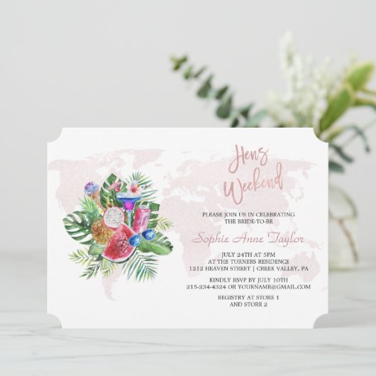 Luau Bloemrijke Roze Goud Bachelorette Kippetjes W Kaart (Staand voorkant)