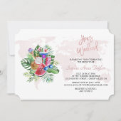 Luau Bloemrijke Roze Goud Bachelorette Kippetjes W Kaart (Voorkant)