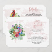 Luau Bloemrijke Roze Goud Bachelorette Kippetjes W Kaart (Voorkant / Achterkant)