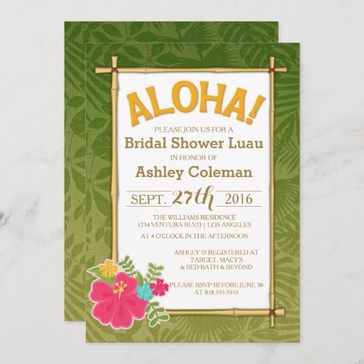 Luau Bridal Shower Kaart (Voorkant / Achterkant)