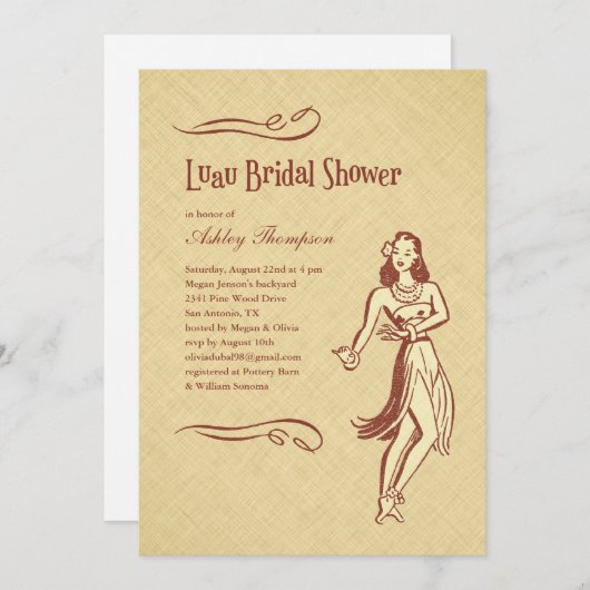 Luau Bridal Shower-uitnodigingen Kaart (Voorkant / Achterkant)