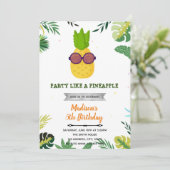 Luau coole ananas verjaardagsuitnodiging kaart (Staand voorkant)