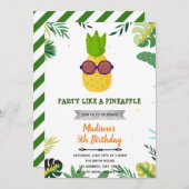 Luau coole ananas verjaardagsuitnodiging kaart (Voorkant / Achterkant)