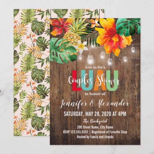 Luau Couples Shower-uitnodiging (Voorkant / Achterkant)