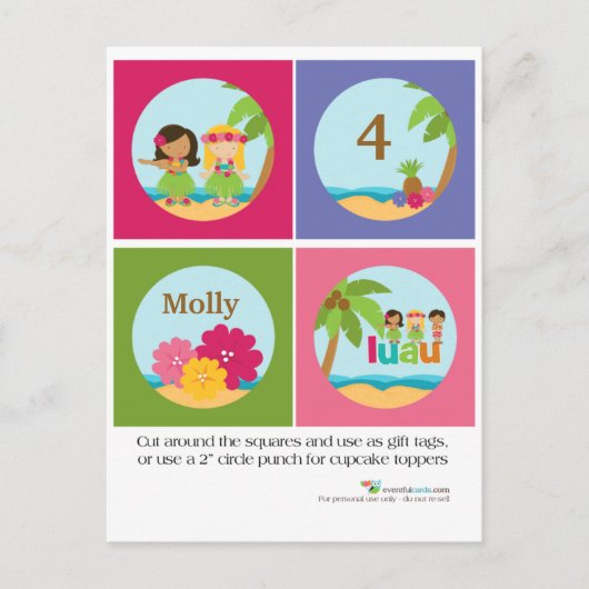 Luau Cupcake Toppers Briefkaart (Voorkant)