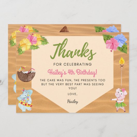 Luau Dankkaart Bedankkaart (Voorkant / Achterkant)