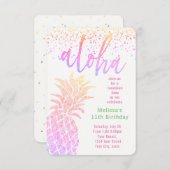 luau faux glitter pineapple verjaardag kaart (Voorkant / Achterkant)