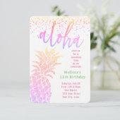 luau faux glitter pineapple verjaardag kaart (Staand voorkant)