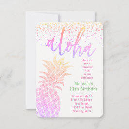 luau faux glitter pineapple verjaardag kaart