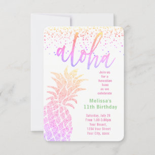luau faux glitter pineapple verjaardag kaart