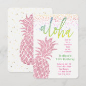 luau faux glitter roze anananas zomerverjaardag kaart (Voorkant / Achterkant)