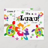 Luau-feest hibiscusbloemen schildpad kleurrijk kaart (Voorkant / Achterkant)