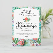 Luau-feest uitnodiging | Flamingo's & Palmen (Staand voorkant)
