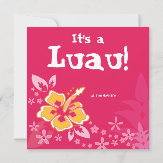 Luau-feest uitnodiging hibiscus bloem roze (Voorkant)