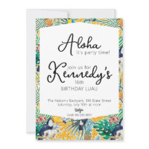 Luau-feest uitnodiging | Toekans & Ananas