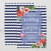 Luau Flamingo Bloemen Bruiloft Avondreceptie Kaart (Voorkant / Achterkant)