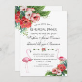 Luau Flamingo Tropical Floral Rehearsal Kaart (Voorkant / Achterkant)