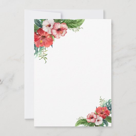 Luau Flamingo Tropical Floral Rehearsal Kaart (Achterkant)
