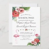 Luau Flamingo Tropical Floral Rehearsal Kaart (Voorkant)