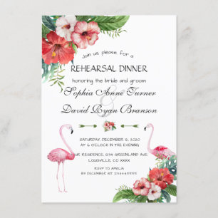 Luau Flamingo Tropical Floral Rehearsal Kaart