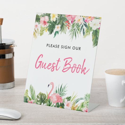 Luau Flamingo Tropical Sign Ons Gusetbook Reclamebord Met Voetstuk (Insitu)