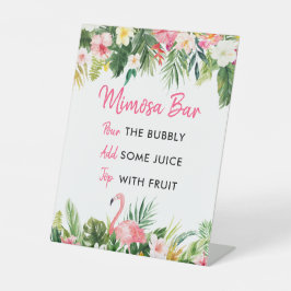 Luau Flamingo Tropisch Mimosa Bar Bord Reclamebord Met Voetstuk