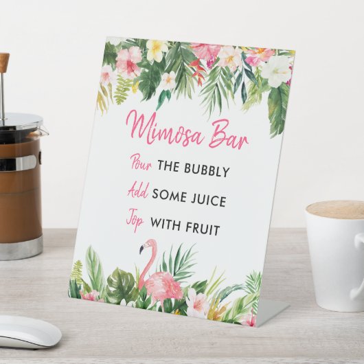 Luau Flamingo Tropisch Mimosa Bar Bord Reclamebord Met Voetstuk (Insitu)