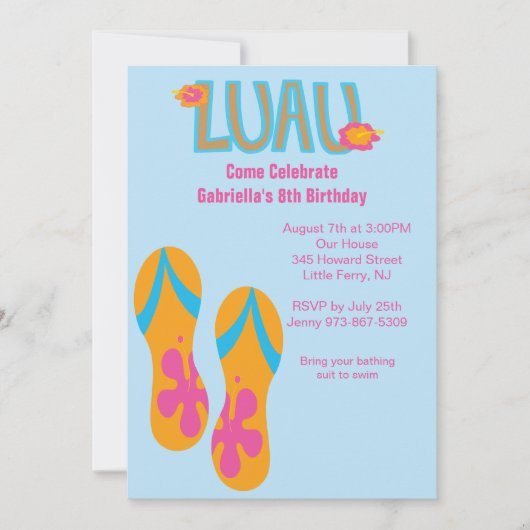 Luau Flip Flop Birthday Uitnodiging (Voorkant)